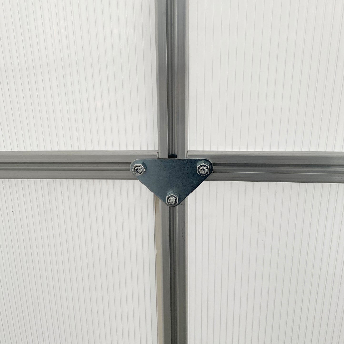 6' x 6' x 6.5' Polycarbonate Greenhouse, Walk-in Green House with Adjustable Roof Vent, Galvanized Base, Sliding Door and Rain Gutter for Outdoor, Garden, Backyard, Clear