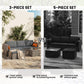 3-Piece Patio Furniture Set Modern Sectional Sofa Rattan Chair Wicker Conversation Set Outdoor Hand Woven Rattan Wicker Furniture Patio Coffee Table Sofa Set, Blue