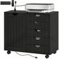 Mobile Lateral Filing Cabinet with 5 Drawers, Printer Stand with Power Outlets and USB Ports for Home Office, Black