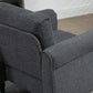 Vintage Armchair, Upholstered Accent Chair with Rolled Arms, Gourd-Shaped Rubber Wood Legs, Dark Grey