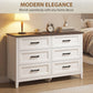 Wide Dresser for Bedroom with 6 Drawers Storage Chest of Drawers for Living Room, Closet, Laundry, Entryway