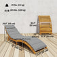 Folding Chaise Lounge Chair Outdoor, Acacia Wood Lounger Tanning Chair with Cushion, Headrest, Light Grey