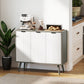 Modern Sideboard and Buffet, Dining Room Cabinet with Adjustable Shelves and 3 Doors, Grey