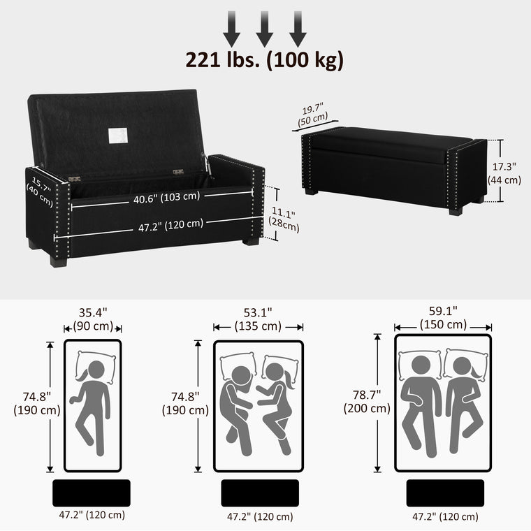 Flip Top Storage Bench Ottoman