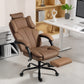 Reclining Office Chair, Executive Desk Chair with Pet-Friendly Fabric, Headrest, Footrest, Swivel Wheels, Brown