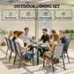 9 Pieces Patio Set with Stackable Chairs, Patio Dining Set with Glass Top for Garden, Patio, Backyard, Light Grey