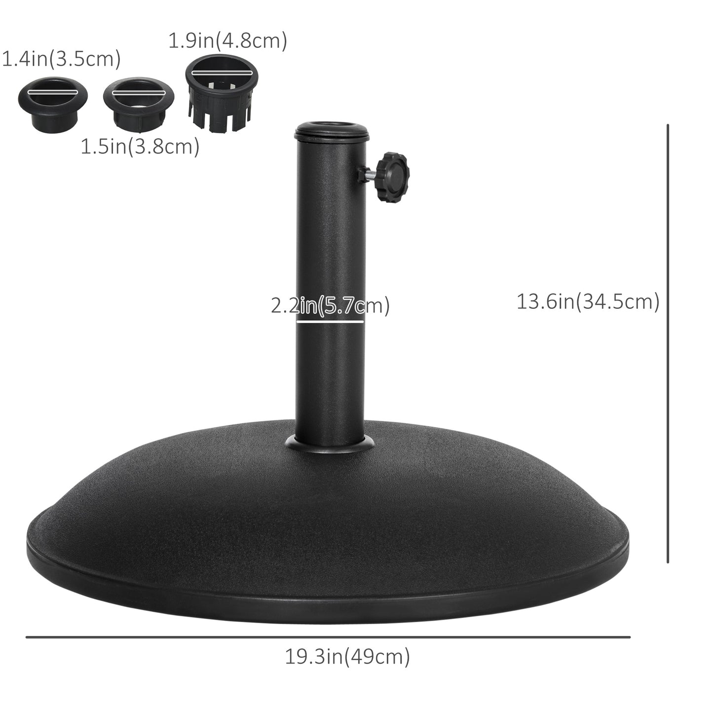 44 lbs Cement Round Umbrella Base Holder 19" Heavy Duty Parasol Stand for Patio, Outdoor, Backyard, Black