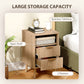 Nightstands Set of 2, Modern Bedside Tables with Charging Station, 2 Drawers and Open Shelf, Oak