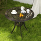 30-inch Round Patio Dining Table with Umbrella Hole Cast Aluminium Outdoor Bistro Table, Brown