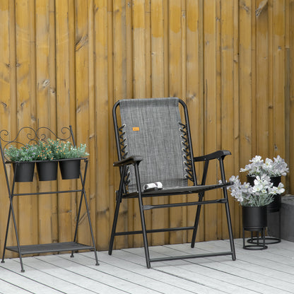 Bungee Sling Folding Patio Dining Chair with Armrests