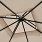 10' x 10' Double Tier Garden Gazebo Canopy Outdoor Sunshade Tent Water-Resistant Anti-UV Roof with Metal Frame and Mesh Sidewalls, Beige