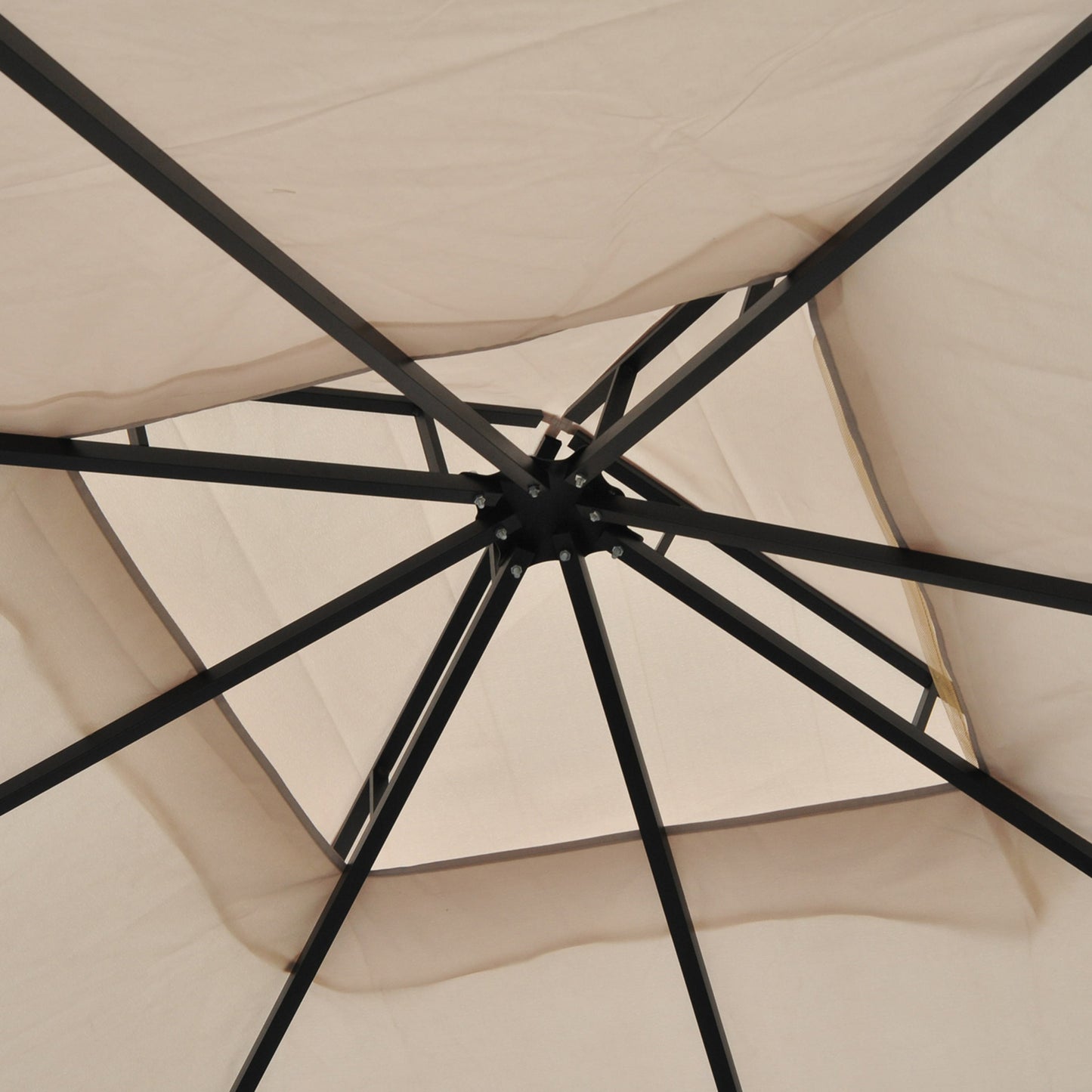 10' x 10' Double Tier Garden Gazebo Canopy Outdoor Sunshade Tent Water-Resistant Anti-UV Roof with Metal Frame and Mesh Sidewalls, Beige