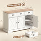 46.5" Buffet Cabinet, Farmhouse Sideboard with 3 Barn Doors and 3 Drawers for Living Room, Kitchen, White