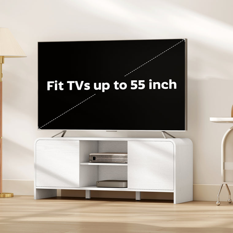 55" Nordic TV Stand with 2 Cabinets - White