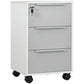 3 Drawer File Cabinet with Wheels, Vertical Filing Cabinet with Lock, Grey