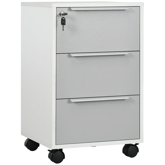 3-Drawer Vertical Filing Cabinet with Lock - Grey