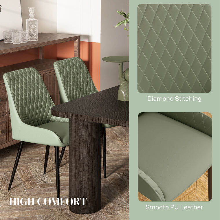 Tufted Dining Chairs Set of 2 with Steel Legs