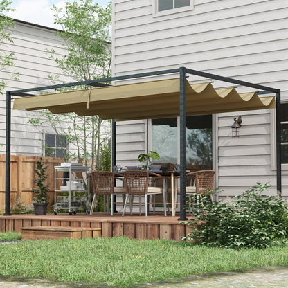 13' x 10' Khaki Patio Pergola with Retractable Canopy