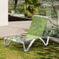 Outdoor Chaise Lounge Chair, Patio Aluminum Tanning Chair with 5-Level Adjustable Back, Portable Wheels, Breathable Mesh Fabric, for Pool, Deck, Garden, Blue