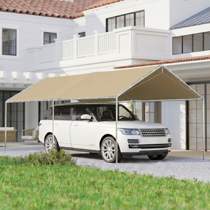 10' x 20' Khaki Galvanized Carport with Anchor Kit