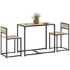 3-Piece Industrial Dining Table Set for 2 - Oak
