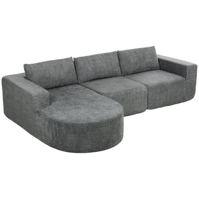 L Shaped Cloud Boneless Couch, Modular Sectional Sofa with Chaise and Deep Seat for Living Room, Bedroom - Dark Grey