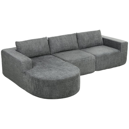 L Shaped Cloud Boneless Couch, Modular Sectional Sofa with Chaise and Deep Seat for Living Room, Bedroom - Dark Grey