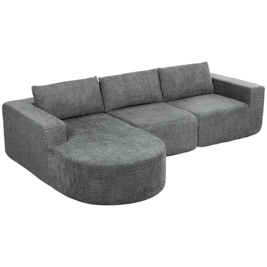 L Shaped Cloud Boneless Couch, Modular Sectional Sofa with Chaise and Deep Seat for Living Room, Bedroom - Dark Grey