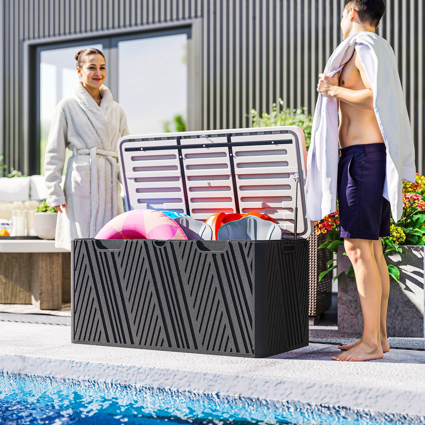 100 Gallon HDPE Deck Box with Lockable Lid