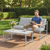 2-Piece Loveseat Sofa Set with Cushions and Coffee Table