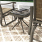 3PCs Gliding Rocking Chair & Bistro Tea Table Set, Brown