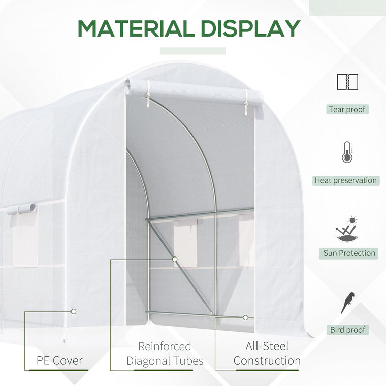 8.2' x 6.6' x 6.6' White Tunnel Greenhouse with Vent Window