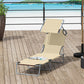 Outdoor Lounge Chair, Adjustable Folding Chaise Lounge, Tanning Chair with Sun Shade for Beach, Camping, Hiking, Backyard, Light Grey