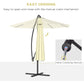 10' Deluxe Patio Umbrella, Outdoor Market Parasol, Banana Hanging Offset Sunshade with Crank, Cross Base, Beige