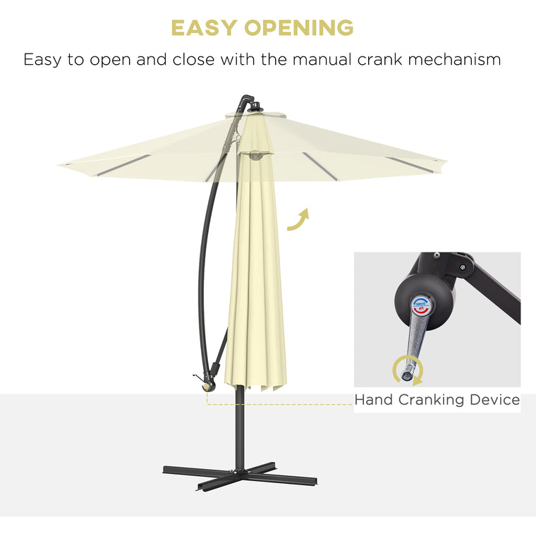 10' Beige Deluxe Banana Offset Umbrella with Crank