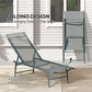 Folding Outdoor Lounge Chair, Reclining Chaise Lounge Tanning Chair w/ Adjustable Back, Mesh Seat, Light Grey
