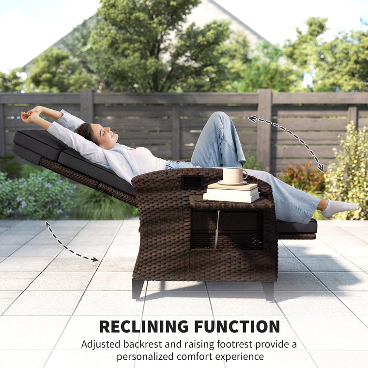 Recliner Chair with Adjustable Backrest & Side Tray