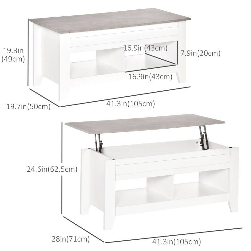 Lift-Top Coffee Table with Hidden Storage & Open Shelves