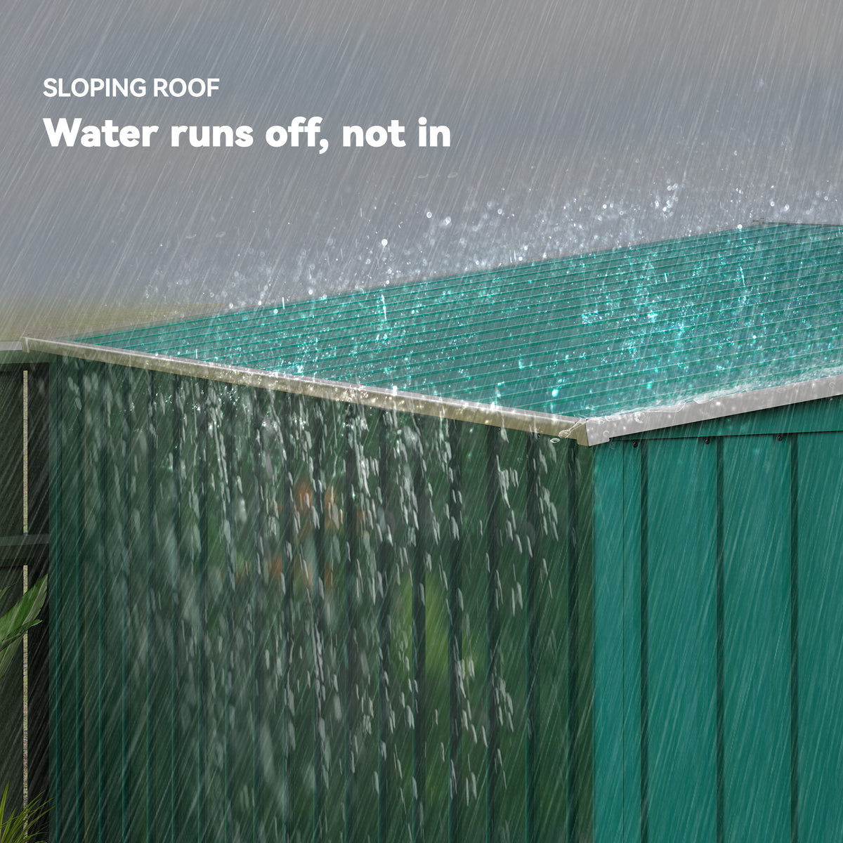 5' x 7' Galvanized Lean-To Shed with Sliding Doors and Foundation