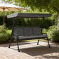 3-Person Patio Swing Chair with Canopy 3 Seater Porch Swing for Garden, Backyard, Poolside, Light Grey