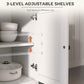 Kitchen Sideboard Cabinet with 2 Drawers, 4 Barn Doors and 2 Adjustable Shelves, Buffet Table for Living Room, White