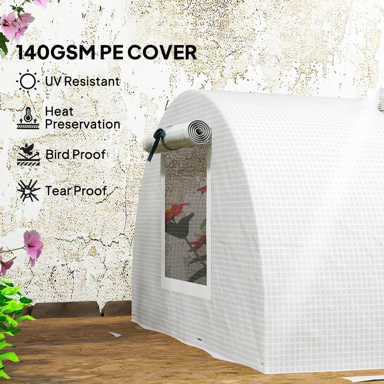 Portable Mini Greenhouse with Steel Frame & Mesh Windows