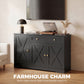 Sideboard Buffet Cabinet, Farmhouse Coffee Bar Cabinet with Door Shelves, Adjustable Shelves, Drawer, Barn Doors, Black