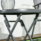 18" Outdoor Round Folding Table, Garden Side Table with Tempered Glass Top for Camping, Party, Weddings, White