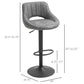 Bar Stools Set of 2, Swivel Counter Height Barstools with Adjustable Height and Cutout Back, Faux Leather Upholstered Bar Chairs with Round Metal Base and Footrest, Grey