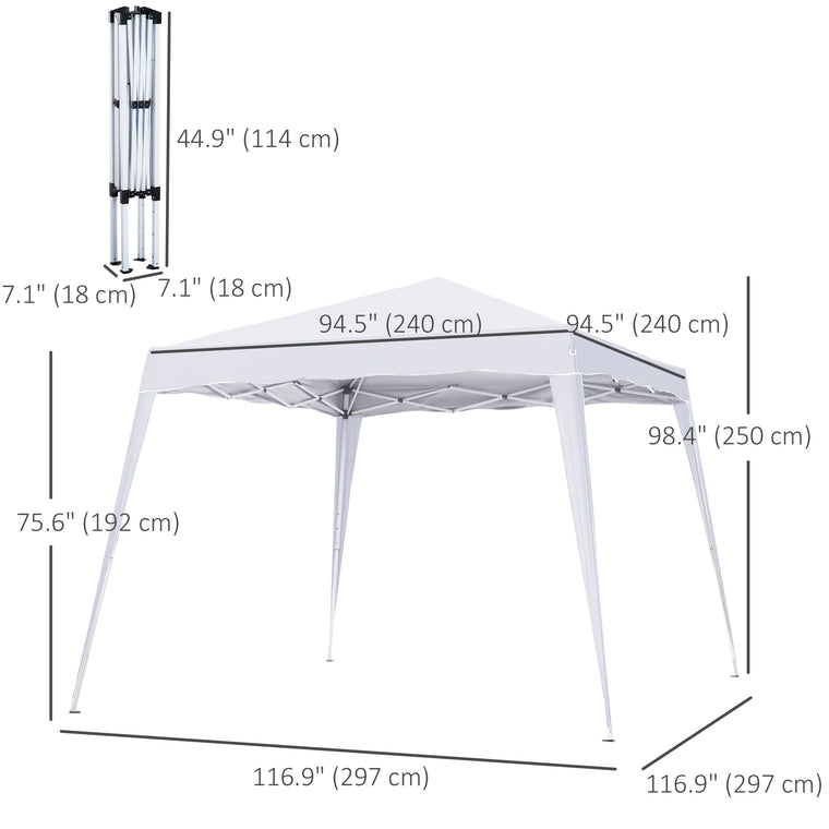 8' x 8' White Foldable Pop-Up Canopy Tent with Carrying Bag