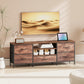 TV Stand for TVs up to 65 Inch, Industrial TV Console with Charging Station, 5 Drawers and Open Shelves, Rustic Brown