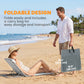 2 Pieces Beach Lounge Chair, Outdoor Folding Chaise Lounge Set w/ Pillow for Sunbath, Snap, Beige