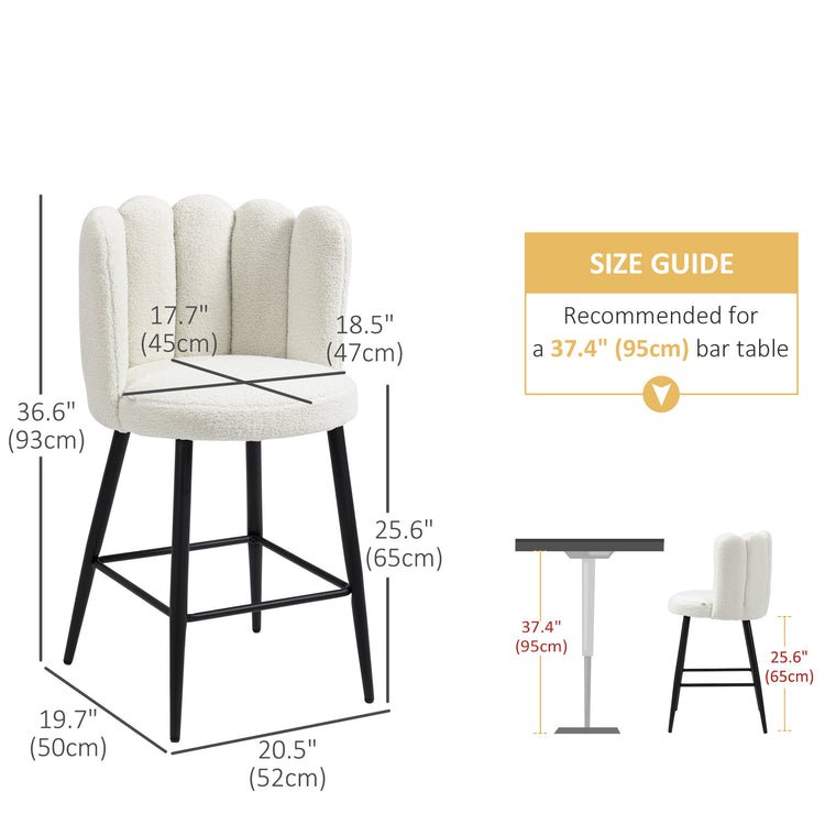 Faux Cashmere Counter-Height Bar Stools Set of 2 - Cream