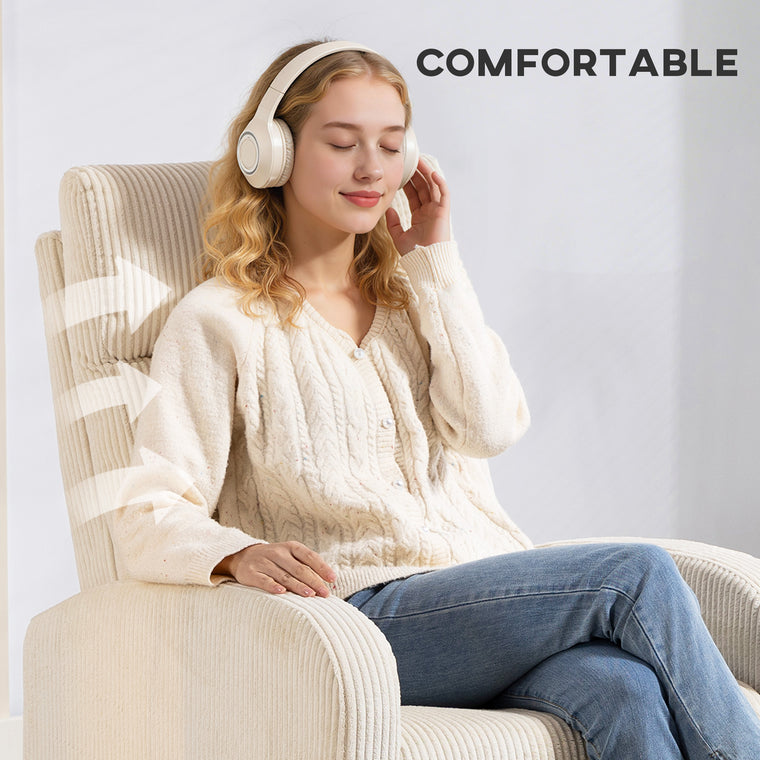 Manual Recliner Home Theater Chair with Padded Seat - Beige